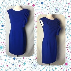 Calvin klein Sz 4 Blue Career Sheath Ruffle Dress